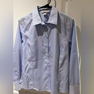 North End Sport Wrinkle Free Women's Light Blue Long Sleeve Polo size Medium